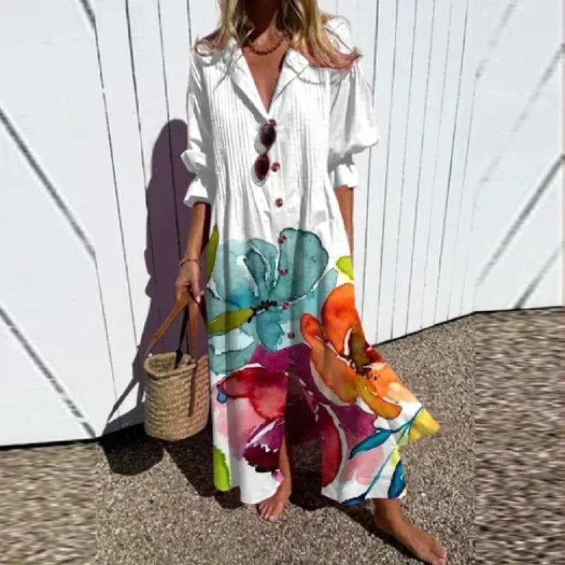 Beachcomber Boho Klänning Djup V-ringning Löst Sittande Polyester