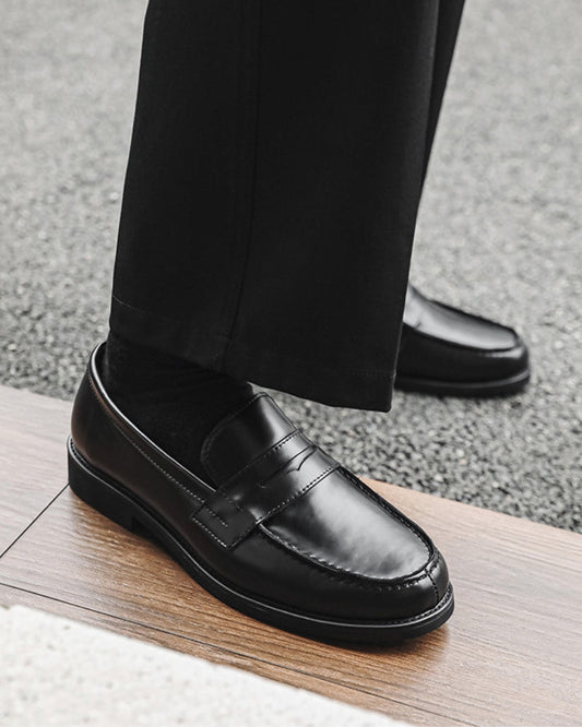 Svarta Penny Loafers i Läder