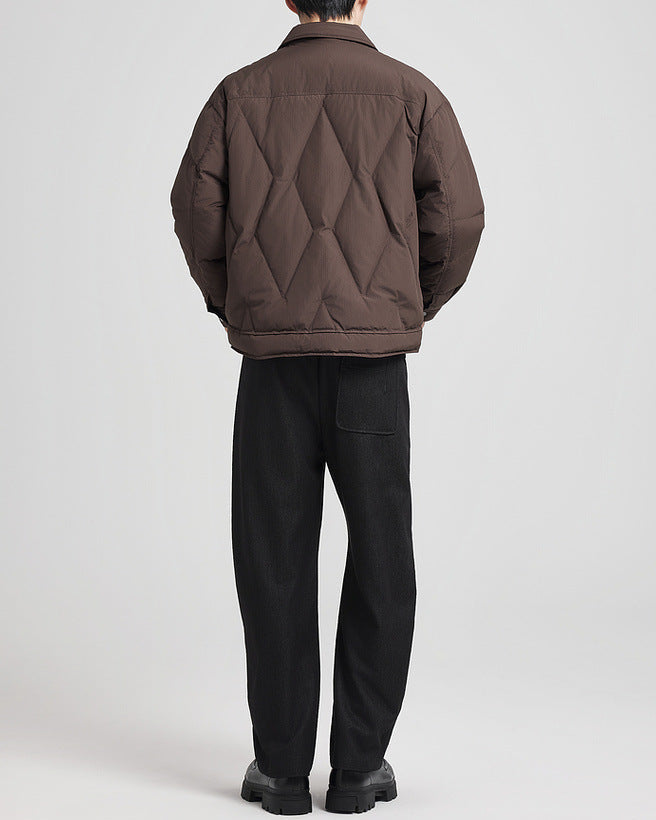 Vinterrutig lyxig jacquard-dunjacka