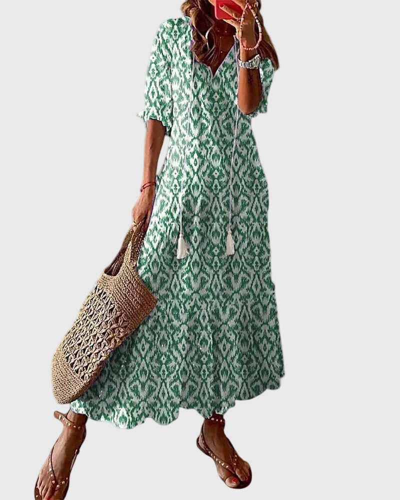 Amalia Boho Vintage Sommarmaxiklänning