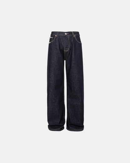 Relaxed Fit Wide Leg Jeans Svarta Tvättade