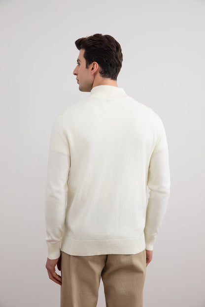 Off-white klassisk kofta med dragkedja