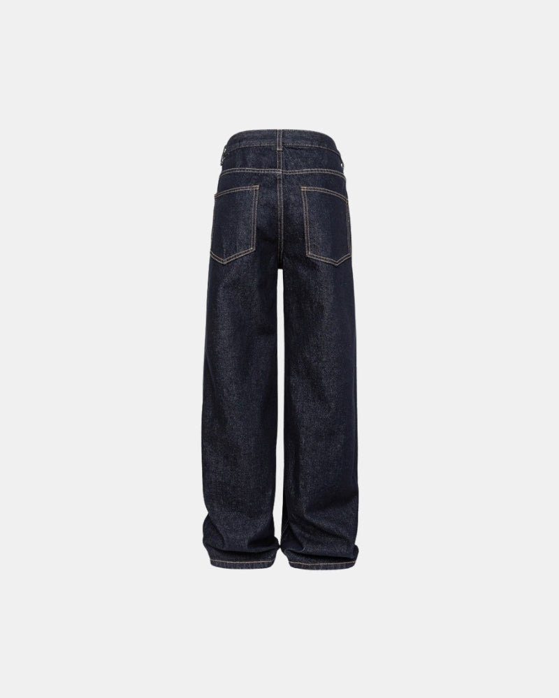 Relaxed Fit Wide Leg Jeans Svarta Tvättade