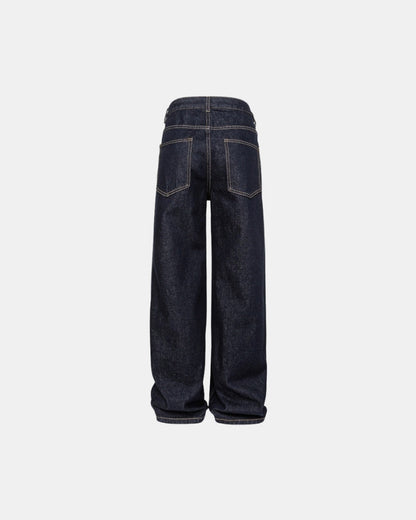 Relaxed Fit Wide Leg Jeans Svarta Tvättade