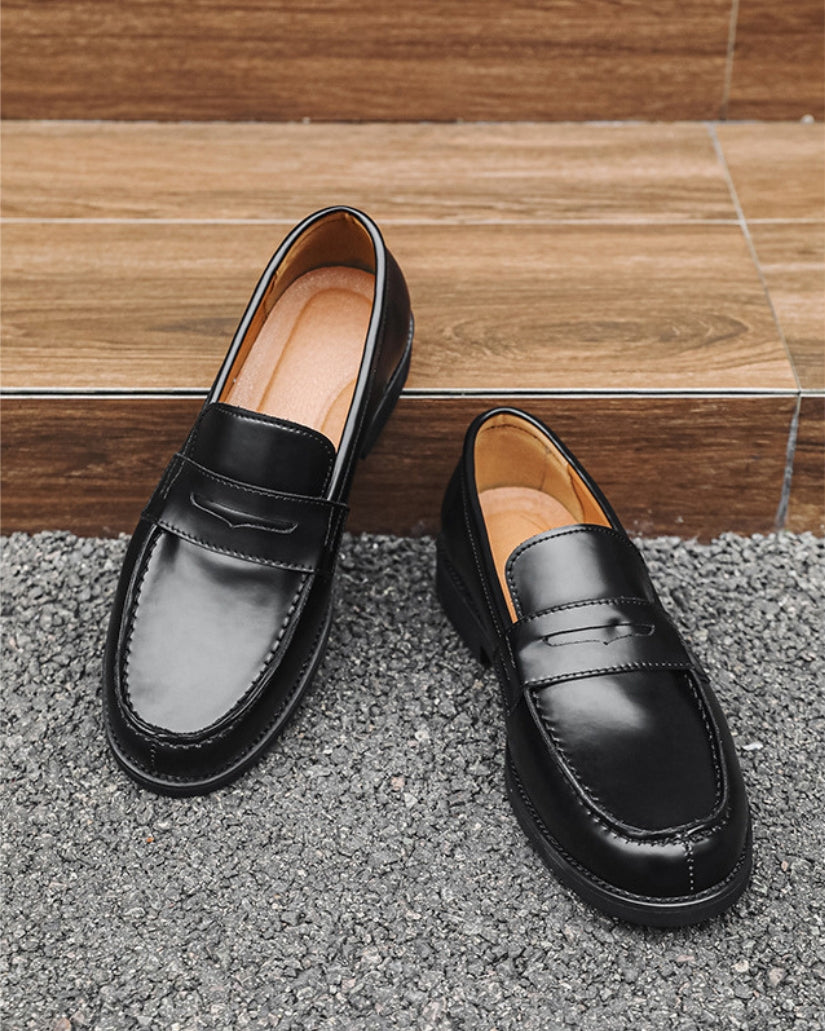 Svarta Penny Loafers i Läder