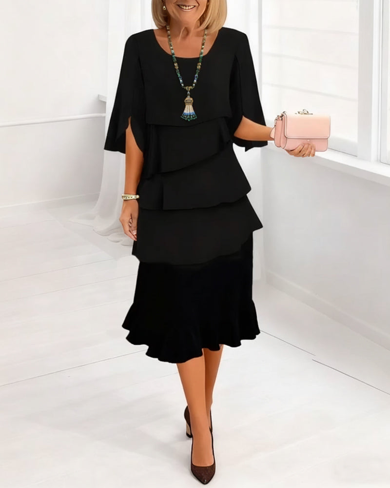Charlotte™ | Elegant Delad-Ärm Midiklänning