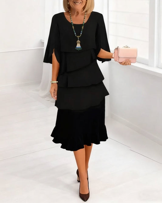 Charlotte™ | Elegant Delad-Ärm Midiklänning