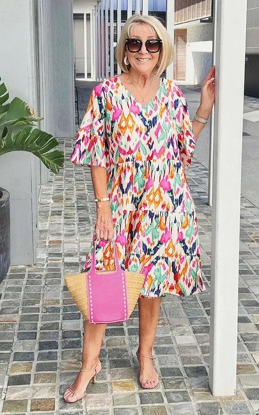 ISABELLA | ELEGANT KOMFORT TRYCKT TUNIKKLÄNNING