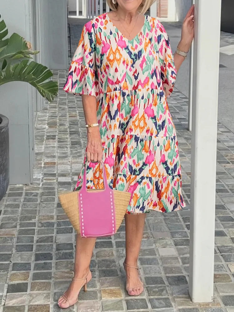 ISABELLA | ELEGANT KOMFORT TRYCKT TUNIKKLÄNNING