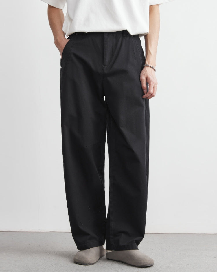 Avslappnade byxor med elastiskt midjeband och jeansliknande look