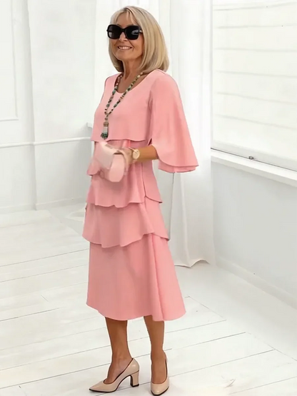 Charlotte™ | Elegant Delad-Ärm Midiklänning