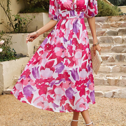 LUCIA | ELEGANT KOMFORT BLOMSTER MIDIKLÄNNING