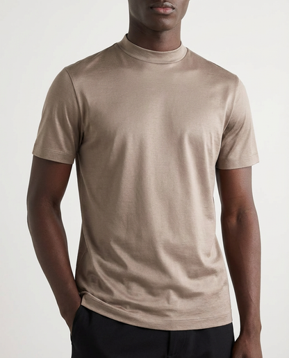 Glansig t-shirt med rund hals