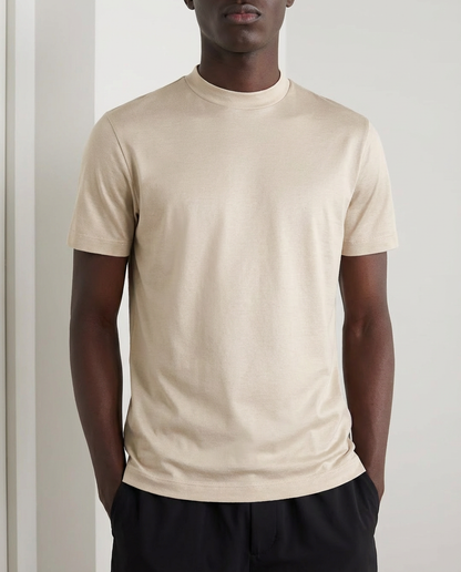 Glansig t-shirt med rund hals
