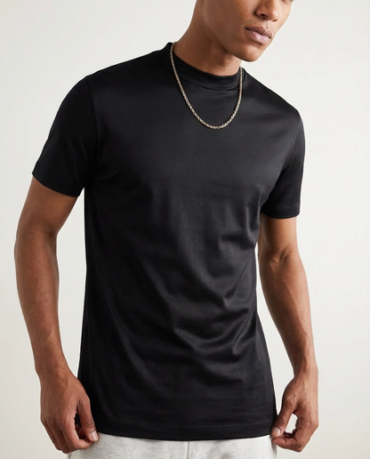 Glansig t-shirt med rund hals