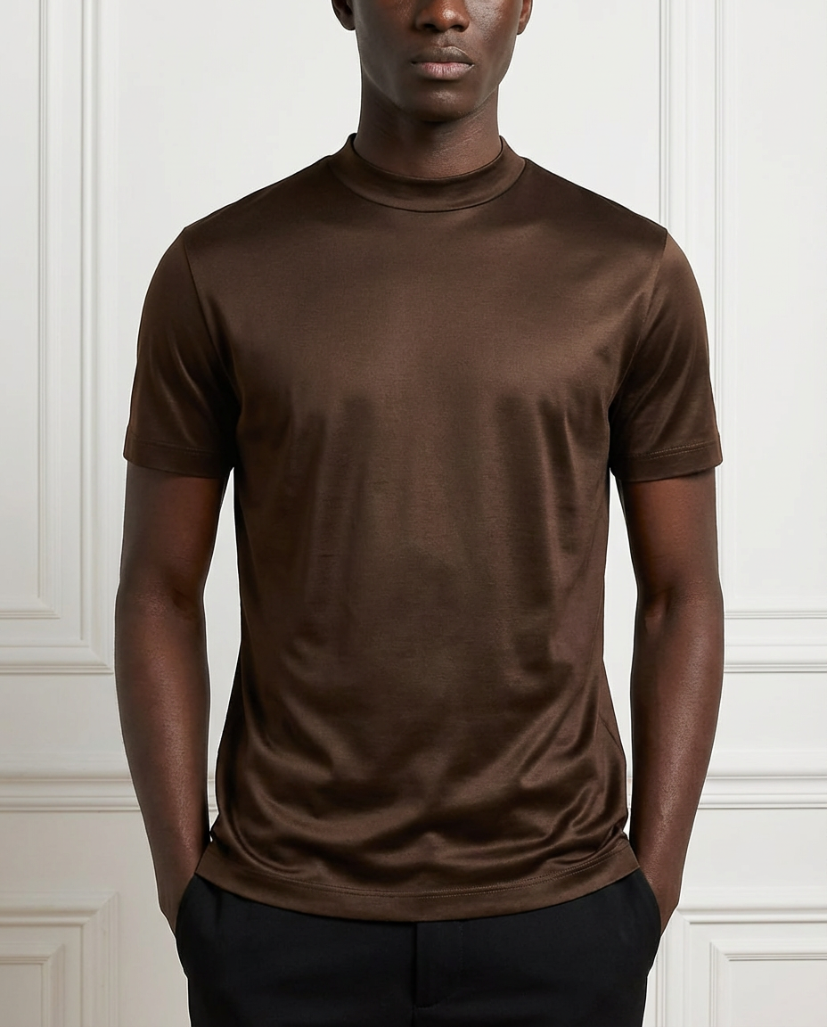 Glansig t-shirt med rund hals
