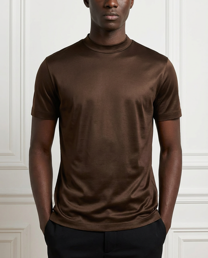 Glansig t-shirt med rund hals