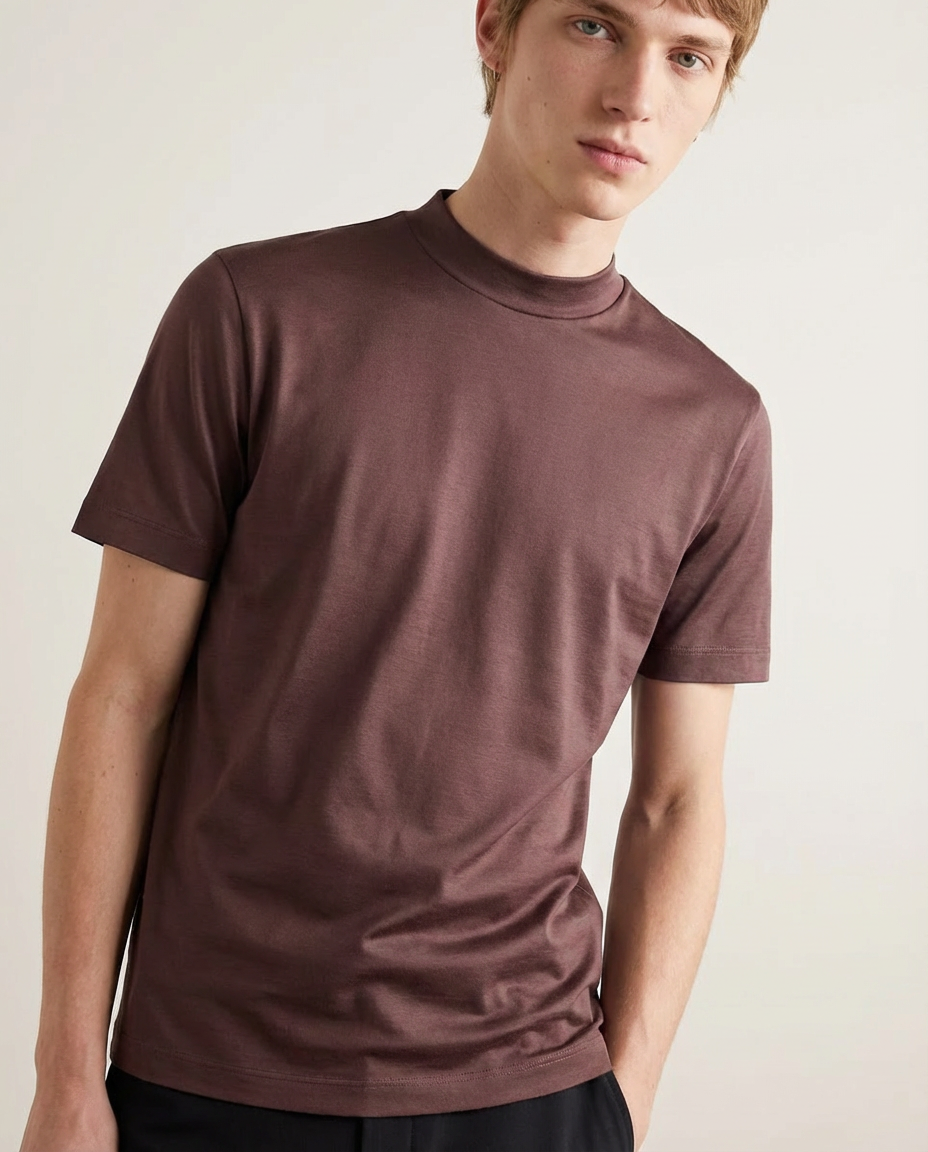 Glansig t-shirt med rund hals