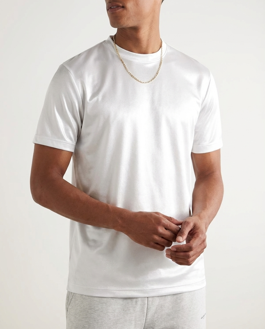Glansig t-shirt med rund hals